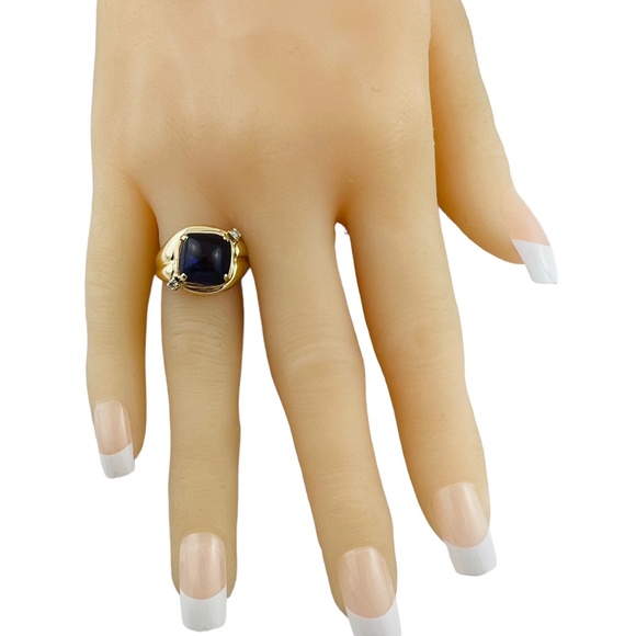 14K Yellow Gold Amethyst Diamond Ring Size 6.25 #15670 - Picture 8 of 9